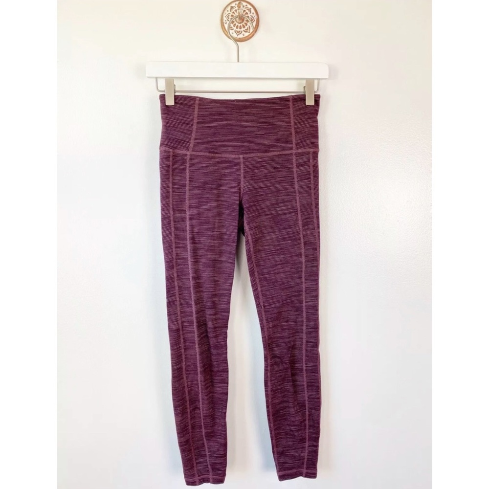 Athleta High Rise 7/8 Length Legging Purple Stripe